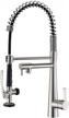 gicasa kitchen faucet: heavy duty spring single handle with pull down sprayer & pot filler, brushed nickel finish logo