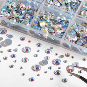 img 2 attached to 6736Pcs Hotfix AB Crystal Rhinestones For Crafts - SS6-SS30, 5 Sizes + Tweezers & Wax Pencil Kit