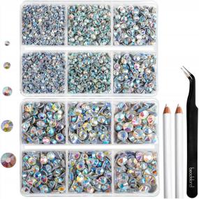 img 4 attached to 6736Pcs Hotfix AB Crystal Rhinestones For Crafts - SS6-SS30, 5 Sizes + Tweezers & Wax Pencil Kit