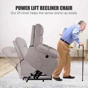 img 2 attached to CDCASA Electric Power Lift Recliner Chair with Massage, Heat, and USB Port for Elderly in Light Gray Plush Fabric