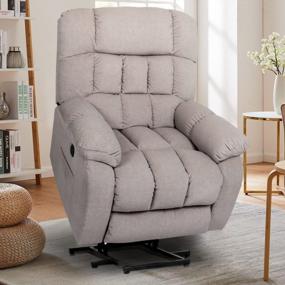 img 4 attached to CDCASA Electric Power Lift Recliner Chair with Massage, Heat, and USB Port for Elderly in Light Gray Plush Fabric