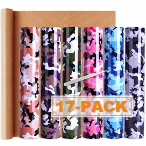 img 4 attached to 🔥 Camo Heat Transfer Vinyl Bundle: 17-Pack HTV Vinyl Sheets with Weeding Tool & Teflon Sheet for Cricut, Silhouette, and More