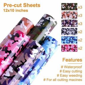 img 2 attached to 🔥 Camo Heat Transfer Vinyl Bundle: 17-Pack HTV Vinyl Sheets with Weeding Tool & Teflon Sheet for Cricut, Silhouette, and More