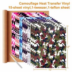 img 3 attached to 🔥 Camo Heat Transfer Vinyl Bundle: 17-Pack HTV Vinyl Sheets with Weeding Tool & Teflon Sheet for Cricut, Silhouette, and More