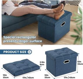 img 1 attached to COSYLAND Ottoman With Storage For Room Folding Ottoman Foot Stool Footrest Seat Linen Fabric Ottoman Rectangle Collapsible Bench With Handles Lid Toy Chest Light Denim Blue L17 X W13 X H13 Inches