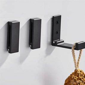 img 1 attached to Folding Coat Hooks: 5Pcs Wall Mounted Towel Hooks for Hats, Bags, and Fitness Equipment - Heavy Duty Aluminum Alloy, Rustproof - with Screws, Headphone Holder - Black