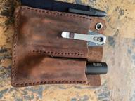img 1 attached to Full Grain Leather EDC Pocket Organizer With Pen Loop - Ideal Pocket Slip, Knife Pouch, And Carrier For Everyday Carry Organization In Chestnut Color review by Tim Lea