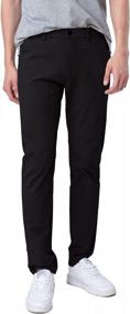 img 4 attached to Men'S Slim-Fit Khaki Chino Pants By Plaid&Plain - Stylish Tapered Trousers