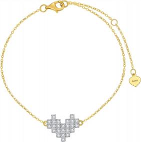 img 4 attached to Stunning 14K Solid Gold Heart And Pearl Bracelet For Women: A Timeless Piece Of Jewelry
