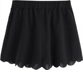 img 3 attached to Stay Cool And Comfy: MakeMeChic Women'S Black Summer Shorts With Elastic Waist And Scalloped Hem