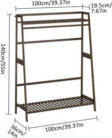 img 1 attached to UDEAR Freestanding Bamboo Clothing Rack With Shelves, Garment Hanging Rack For Bedroom, Large Brown