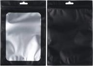 🎁 premium 100pcs black mylar zip lock bags with window - 5.5 x 7.8 inch - foil sample pouch gift baggies self seal packaging for candy, snacks, lashes, and lip gloss логотип