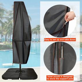 img 1 attached to Heavy Duty Waterproof Outdoor Offset Banana Style Umbrella Cover For 7Ft To 11Ft Cantilever Offset Umbrellas - SnugNiture