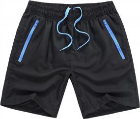 img 4 attached to Quick-Dry Swim Trunks With Zippered Pockets And Mesh Lining For Men By MADHERO