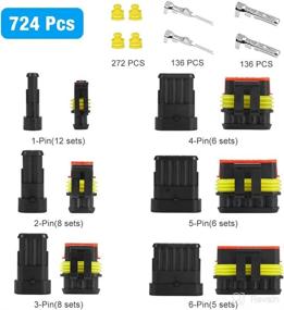 img 3 attached to 🔌 Cnaodun 724Pcs Waterproof Automotive Electrical Connectors - Complete Kit with Male and Female Plugs - 1/2/3/4/5/6 Pin Terminals for Automotive Wiring