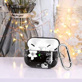 img 2 attached to Protect Your AirPods Pro With Hamile'S Cute And Shockproof Hard Case In Grey Floral Design, Complete With LED Visible Accessories Keychain