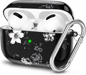 img 4 attached to Protect Your AirPods Pro With Hamile'S Cute And Shockproof Hard Case In Grey Floral Design, Complete With LED Visible Accessories Keychain