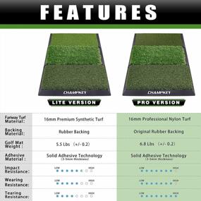 img 3 attached to CHAMPKEY Professional Tri-Turf Golf Practice Mat With Heavy-Duty Rubber Backing - Perfect For Indoor And Outdoor Training