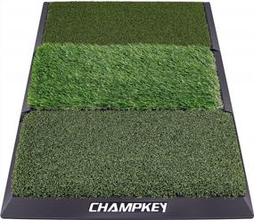 img 4 attached to CHAMPKEY Professional Tri-Turf Golf Practice Mat With Heavy-Duty Rubber Backing - Perfect For Indoor And Outdoor Training