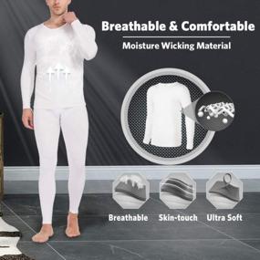 img 2 attached to Subuteay Thermal Underwear For Men Open Fly Design Long Johns Fleece Lined Base Layer Top & Bottoms