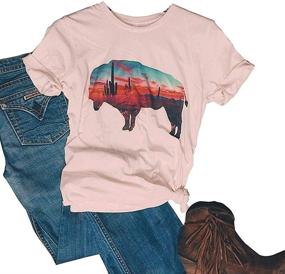 img 4 attached to Bison Beauty: Women'S Western Graphic Tee For Cowgirl Fashionistas!