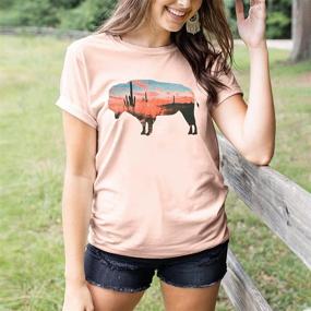 img 3 attached to Bison Beauty: Women'S Western Graphic Tee For Cowgirl Fashionistas!