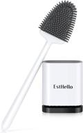 esthello silicone toilet bowl cleaner brush set for bathroom deep cleaning with ventilated drying holder - compact flexible toilet cleaner brush for wall mounting or floor standing logo
