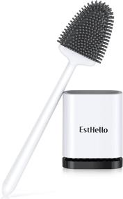 img 4 attached to ESTHELLO Silicone Toilet Bowl Cleaner Brush Set for Bathroom Deep Cleaning with Ventilated Drying Holder - Compact Flexible Toilet Cleaner Brush for Wall Mounting or Floor Standing