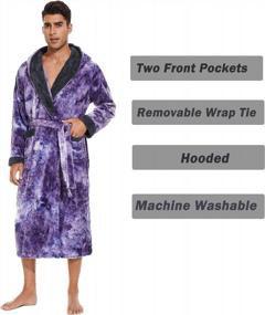 img 2 attached to Сохраняйте уют и комфорт в мужском халате с капюшоном Ccko - теплый и мягкий плюшевый халат с карманами для всех размеров M-4XL