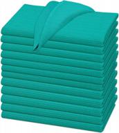 12 pack 100% cotton kitchen towels - super absorbent waffle weave tea towels for quick drying, cleaning & dish rags – teal by ruvanti. logo
