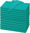 12 pack 100% cotton kitchen towels - super absorbent waffle weave tea towels for quick drying, cleaning & dish rags – teal by ruvanti. logo
