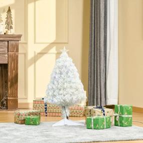 img 3 attached to HOMCOM 30-дюймовая настольная искусственная рождественская елка с предварительно освещенной елью Дугласа с реалистичными ветвями, оптоволоконными светодиодными лампами и 85 наконечниками белого цвета - идеально подходит для праздничного декора