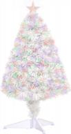 homcom 30-дюймовая настольная искусственная рождественская елка с предварительно освещенной елью дугласа с реалистичными ветвями, оптоволоконными светодиодными лампами и 85 наконечниками белого цвета - идеально подходит для праздничного декора логотип