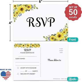 img 3 attached to 🌻 321Done Sunflower RSVP Postcards (Set of 50) - Vintage Rustic Floral Cards for Wedding, Bridal or Baby Shower, Party Guest Count - Made in USA