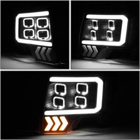 img 2 attached to 🚗 DNA Motoring LED DRL Quad Projector Headlight Lamp Replacement for F-150: HL-LB-T8-F15009-BK-CL1 Pair