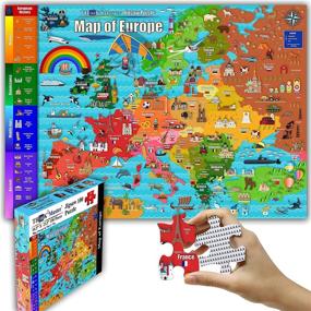 img 4 attached to Think2Master Europe 100 Piece Jigsaw Puzzle - Educational Toy For Kids Ages 4-8 To Learn European History - Great Gift Idea! Size: 23.4” X 16.5” By Kyle Kim