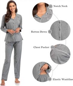 img 2 attached to Women'S Long Sleeve Notched Collar Pajama Set With Button Down Sleepwear, 2 Piece PJs (Sizes S - XXL)