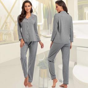 img 4 attached to Women'S Long Sleeve Notched Collar Pajama Set With Button Down Sleepwear, 2 Piece PJs (Sizes S - XXL)