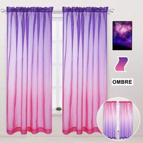 img 4 attached to Beautiful WONTEX 2-Tone Ombre Sheer Curtains For Bedroom/Living Room - 52X84 Inch, Pink & Purple Privacy Filtering Voile Gradient Set Of 2 Panels