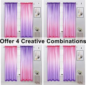 img 3 attached to Beautiful WONTEX 2-Tone Ombre Sheer Curtains For Bedroom/Living Room - 52X84 Inch, Pink & Purple Privacy Filtering Voile Gradient Set Of 2 Panels