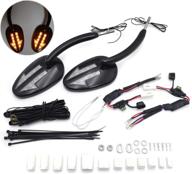 🏍 hongk- black integrated arrows led turn signals side mirrors for 1997-later harley davidson model xl1200l sportster xl1200c (b01bi81qk0) логотип