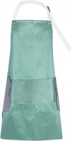 img 4 attached to LEPO Waterproof Chef Apron With Pockets And Hand Scrub Towel Design - Adjustable Bib Cooking Apron For Women And Men, Ideal For BBQ, Drawing And Crafting - Thicker Material In Green Color