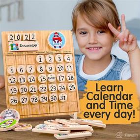 img 3 attached to 🐼 Enhance Kids' Learning with Panda Brothers Wooden Perpetual Calendar - Montessori Toy for Teaching Seasons, Months, and Days of the Year; Ideal for Homeschooling and Classroom Teaching, Desktop or Wall Display