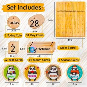 img 2 attached to 🐼 Enhance Kids' Learning with Panda Brothers Wooden Perpetual Calendar - Montessori Toy for Teaching Seasons, Months, and Days of the Year; Ideal for Homeschooling and Classroom Teaching, Desktop or Wall Display