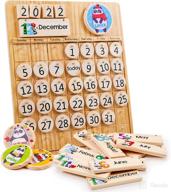 🐼 enhance kids' learning with panda brothers wooden perpetual calendar - montessori toy for teaching seasons, months, and days of the year; ideal for homeschooling and classroom teaching, desktop or wall display логотип