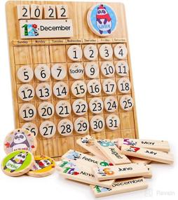 img 4 attached to 🐼 Enhance Kids' Learning with Panda Brothers Wooden Perpetual Calendar - Montessori Toy for Teaching Seasons, Months, and Days of the Year; Ideal for Homeschooling and Classroom Teaching, Desktop or Wall Display