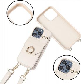 img 2 attached to Чехол для телефона через плечо с блокировкой RFID для IPhone 14 Pro Max - кошелек с держателем для карт, ремешок через плечо для женщин, защитный чехол из искусственной кожи с чехлом Airpods Pro
