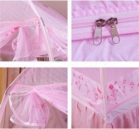 img 2 attached to Москитная сетка CdyBox Pink Princess для двухъярусных двуспальных кроватей с подставкой-элегантная кровать-палатка с балдахином и сеткой