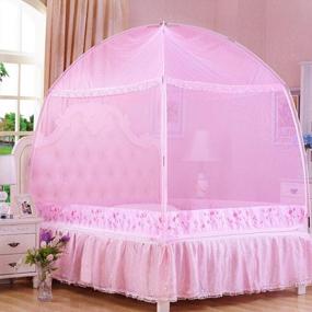 img 3 attached to CdyBox Pink Princess Mosquito Net For Twin Full Queen Beds With Stand - Elegant Bed Tent Canopy Curtains And Netting