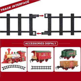 img 1 attached to Classical Christmas Train Set With Headlight, Realistic Sounds, 4 Cars Carriage And Tracks - Perfect Gift For Christmas Décor Under The Tree - DeAO Train Set